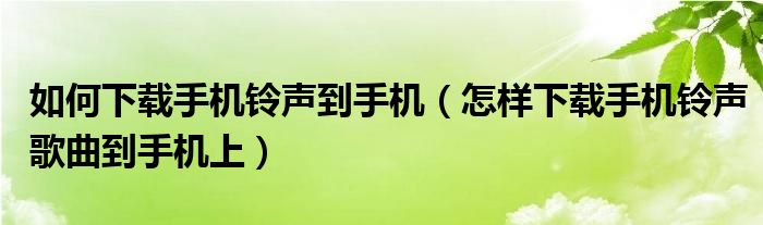 如何下載手機(jī)鈴聲到手機(jī)（怎樣下載手機(jī)鈴聲歌曲到手機(jī)上）