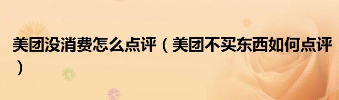 美團沒消費怎么點評（美團不買東西如何點評）