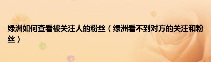 綠洲如何查看被關(guān)注人的粉絲（綠洲看不到對方的關(guān)注和粉絲）