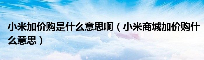 小米加價購是什么意思?。ㄐ∶咨坛羌觾r購什么意思）