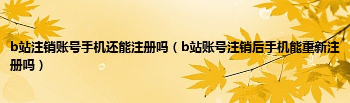 b站注銷賬號手機還能注冊嗎（b站賬號注銷后手機能重新注冊嗎）