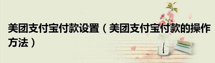 美團(tuán)支付寶付款設(shè)置（美團(tuán)支付寶付款的操作方法）
