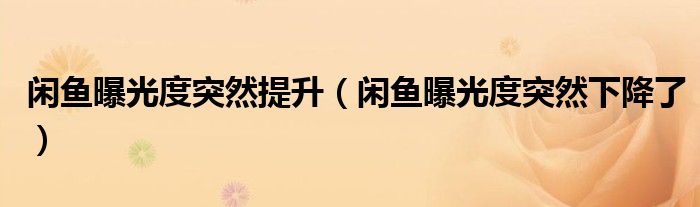 閑魚曝光度突然提升（閑魚曝光度突然下降了）