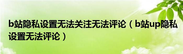 b站隱私設(shè)置無法關(guān)注無法評(píng)論（b站up隱私設(shè)置無法評(píng)論）