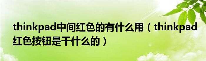thinkpad中間紅色的有什么用（thinkpad紅色按鈕是干什么的）