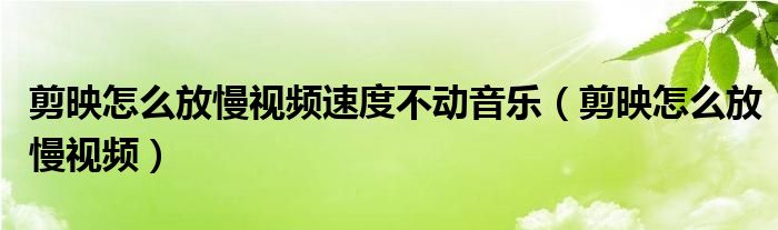 剪映怎么放慢視頻速度不動音樂（剪映怎么放慢視頻）