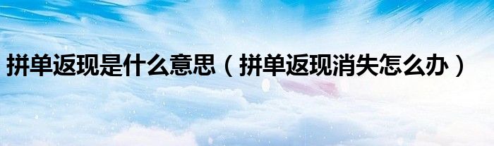 拼單返現(xiàn)是什么意思（拼單返現(xiàn)消失怎么辦）