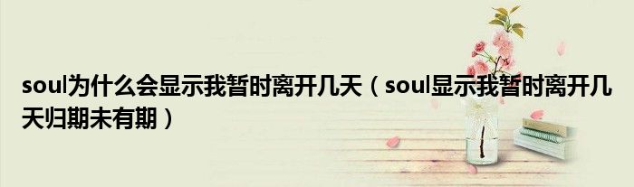 soul為什么會(huì)顯示我暫時(shí)離開幾天（soul顯示我暫時(shí)離開幾天歸期未有期）