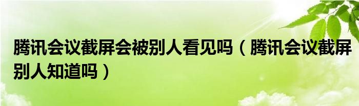 騰訊會(huì)議截屏?xí)粍e人看見嗎（騰訊會(huì)議截屏別人知道嗎）