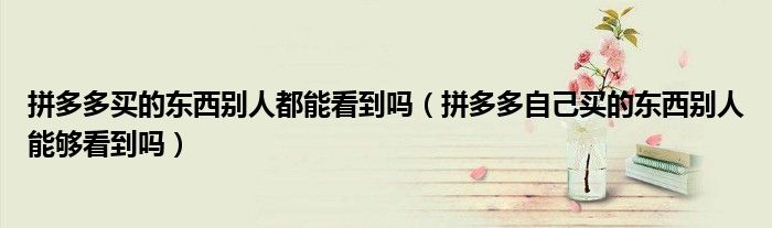 拼多多買的東西別人都能看到嗎（拼多多自己買的東西別人能夠看到嗎）