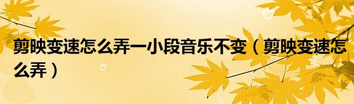 剪映變速怎么弄一小段音樂不變（剪映變速怎么弄）