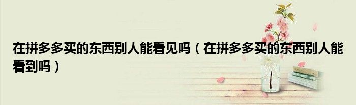在拼多多買的東西別人能看見嗎（在拼多多買的東西別人能看到嗎）