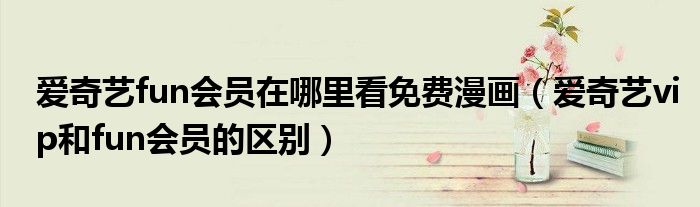 愛奇藝fun會(huì)員在哪里看免費(fèi)漫畫（愛奇藝vip和fun會(huì)員的區(qū)別）