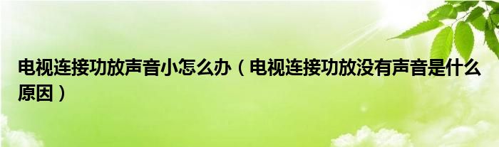 電視連接功放聲音小怎么辦（電視連接功放沒(méi)有聲音是什么原因）