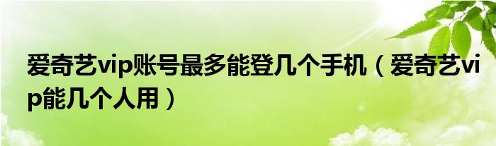 愛奇藝vip賬號最多能登幾個手機（愛奇藝vip能幾個人用）