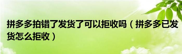 拼多多拍錯(cuò)了發(fā)貨了可以拒收嗎（拼多多已發(fā)貨怎么拒收）