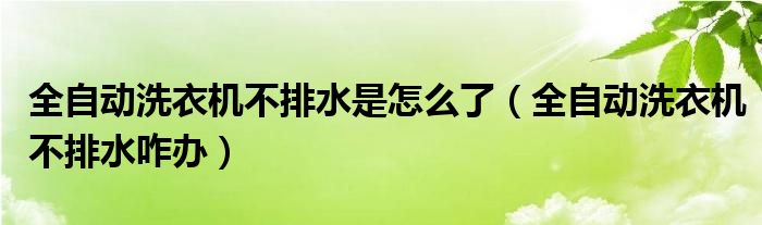 全自動(dòng)洗衣機(jī)不排水是怎么了（全自動(dòng)洗衣機(jī)不排水咋辦）