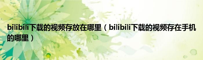 bilibili下載的視頻存放在哪里（bilibili下載的視頻存在手機(jī)的哪里）