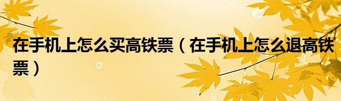 在手機(jī)上怎么買高鐵票（在手機(jī)上怎么退高鐵票）