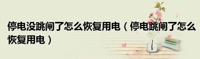 停電沒跳閘了怎么恢復(fù)用電（停電跳閘了怎么恢復(fù)用電）