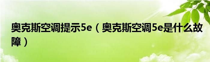 奧克斯空調(diào)提示5e（奧克斯空調(diào)5e是什么故障）