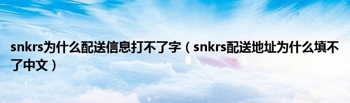snkrs為什么配送信息打不了字（snkrs配送地址為什么填不了中文）