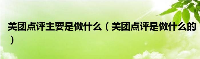 美團(tuán)點(diǎn)評(píng)主要是做什么（美團(tuán)點(diǎn)評(píng)是做什么的）