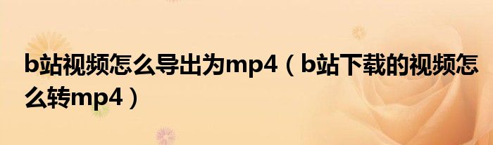b站視頻怎么導(dǎo)出為mp4（b站下載的視頻怎么轉(zhuǎn)mp4）