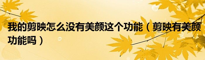 我的剪映怎么沒有美顏這個功能（剪映有美顏功能嗎）