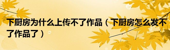 下廚房為什么上傳不了作品（下廚房怎么發(fā)不了作品了）