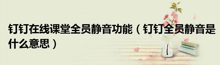 釘釘在線課堂全員靜音功能（釘釘全員靜音是什么意思）