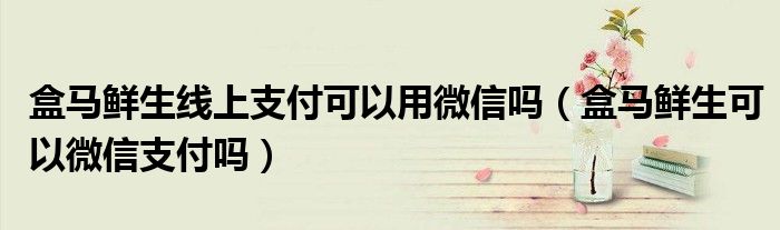 盒馬鮮生線上支付可以用微信嗎（盒馬鮮生可以微信支付嗎）