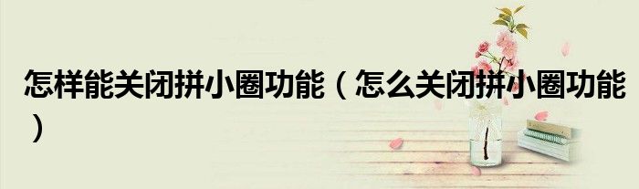 怎樣能關(guān)閉拼小圈功能（怎么關(guān)閉拼小圈功能）