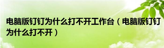 電腦版釘釘為什么打不開工作臺（電腦版釘釘為什么打不開）