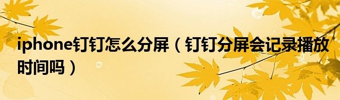 iphone釘釘怎么分屏（釘釘分屏?xí)涗洸シ艜r(shí)間嗎）
