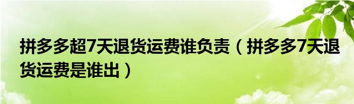 拼多多超7天退貨運(yùn)費(fèi)誰負(fù)責(zé)（拼多多7天退貨運(yùn)費(fèi)是誰出）