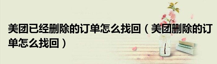 美團已經(jīng)刪除的訂單怎么找回（美團刪除的訂單怎么找回）