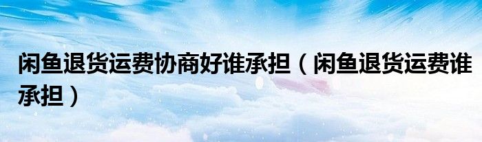 閑魚退貨運費協(xié)商好誰承擔(dān)（閑魚退貨運費誰承擔(dān)）