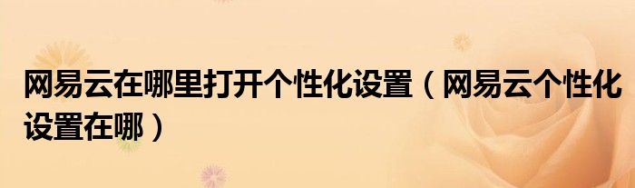 網易云在哪里打開個性化設置（網易云個性化設置在哪）