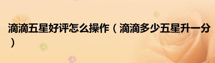 滴滴五星好評怎么操作（滴滴多少五星升一分）