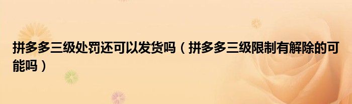 拼多多三級(jí)處罰還可以發(fā)貨嗎（拼多多三級(jí)限制有解除的可能嗎）