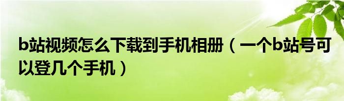 b站視頻怎么下載到手機(jī)相冊(cè)（一個(gè)b站號(hào)可以登幾個(gè)手機(jī)）