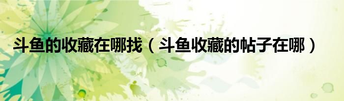 斗魚的收藏在哪找（斗魚收藏的帖子在哪）