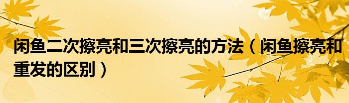 閑魚二次擦亮和三次擦亮的方法（閑魚擦亮和重發(fā)的區(qū)別）