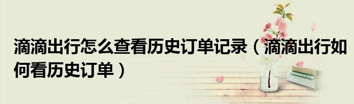 滴滴出行怎么查看歷史訂單記錄（滴滴出行如何看歷史訂單）