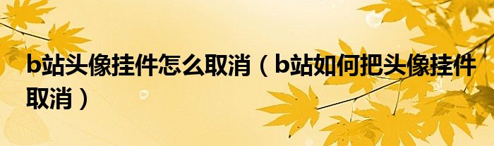 b站頭像掛件怎么取消（b站如何把頭像掛件取消）