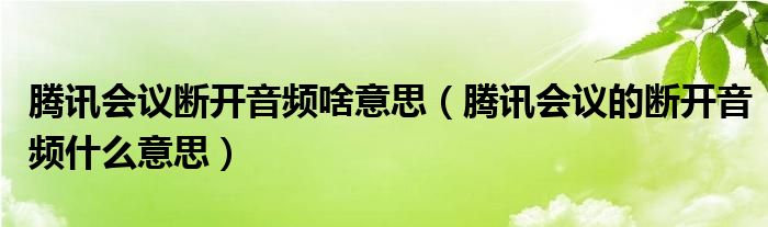騰訊會議斷開音頻啥意思（騰訊會議的斷開音頻什么意思）