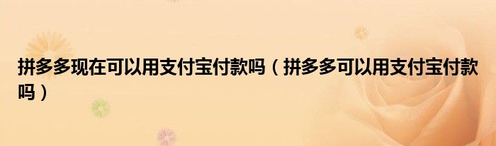 拼多多現(xiàn)在可以用支付寶付款嗎（拼多多可以用支付寶付款嗎）