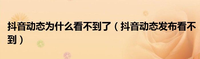 抖音動(dòng)態(tài)為什么看不到了（抖音動(dòng)態(tài)發(fā)布看不到）
