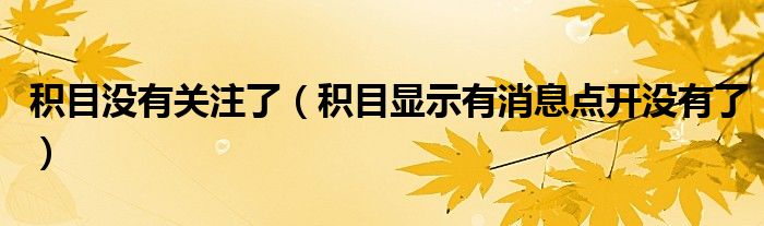 積目沒有關注了（積目顯示有消息點開沒有了）